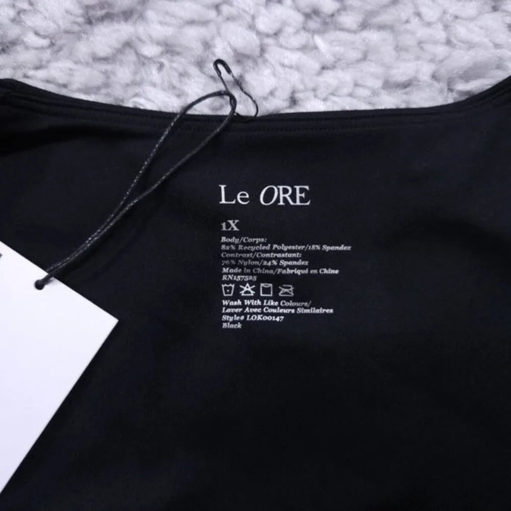 Bandier Le Ore Andria Black Mesh Panel Scoop Neck Sports Bra Women's 1X Revolve - Image 6