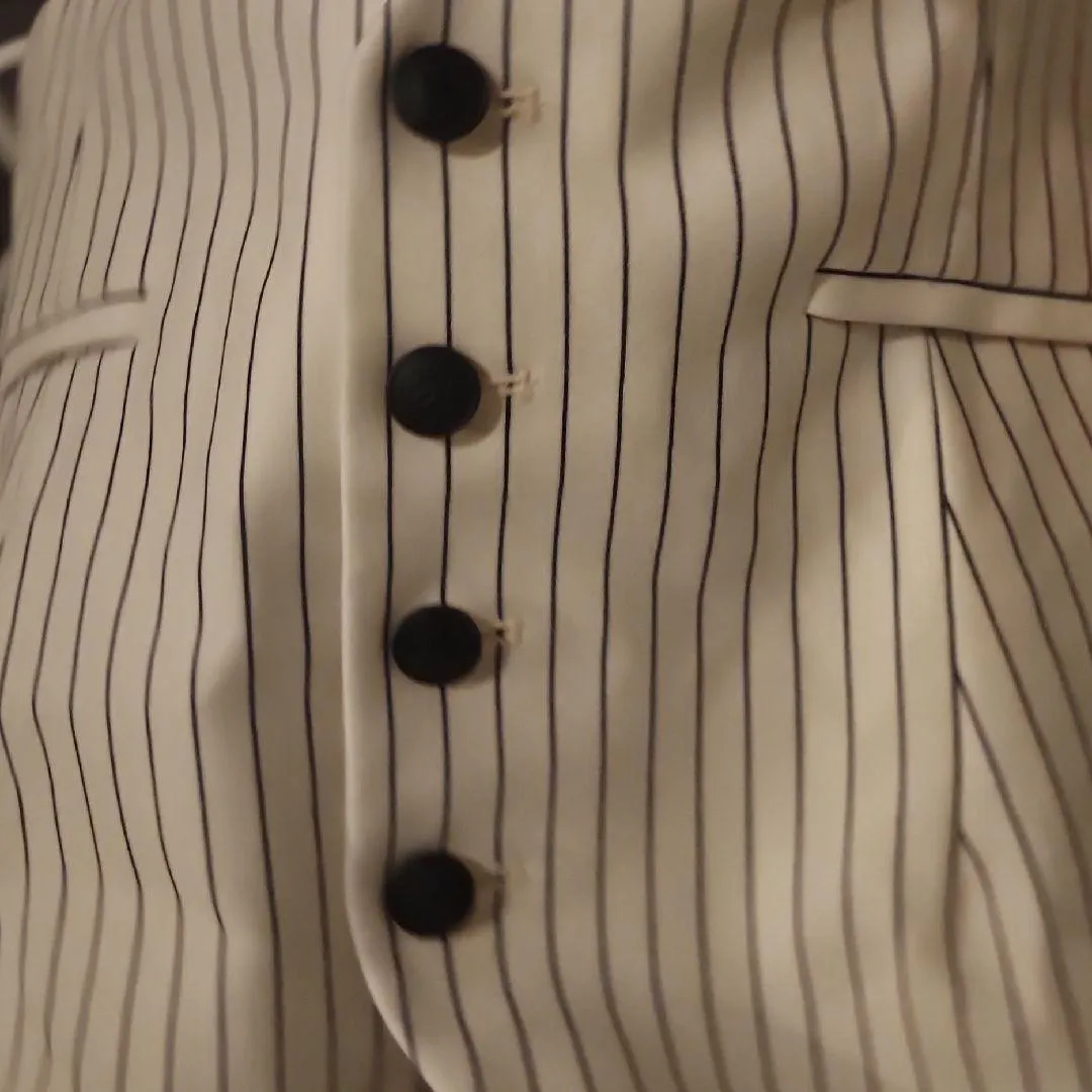 Rag & Bone White Pinstripe Priya Ponte Buttoned Vest Top Size 8 - Image 3