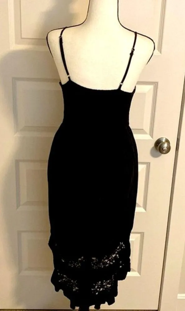 Xhilaration| Black adjustable spaghetti strapped highlow lacy dress - Image 6