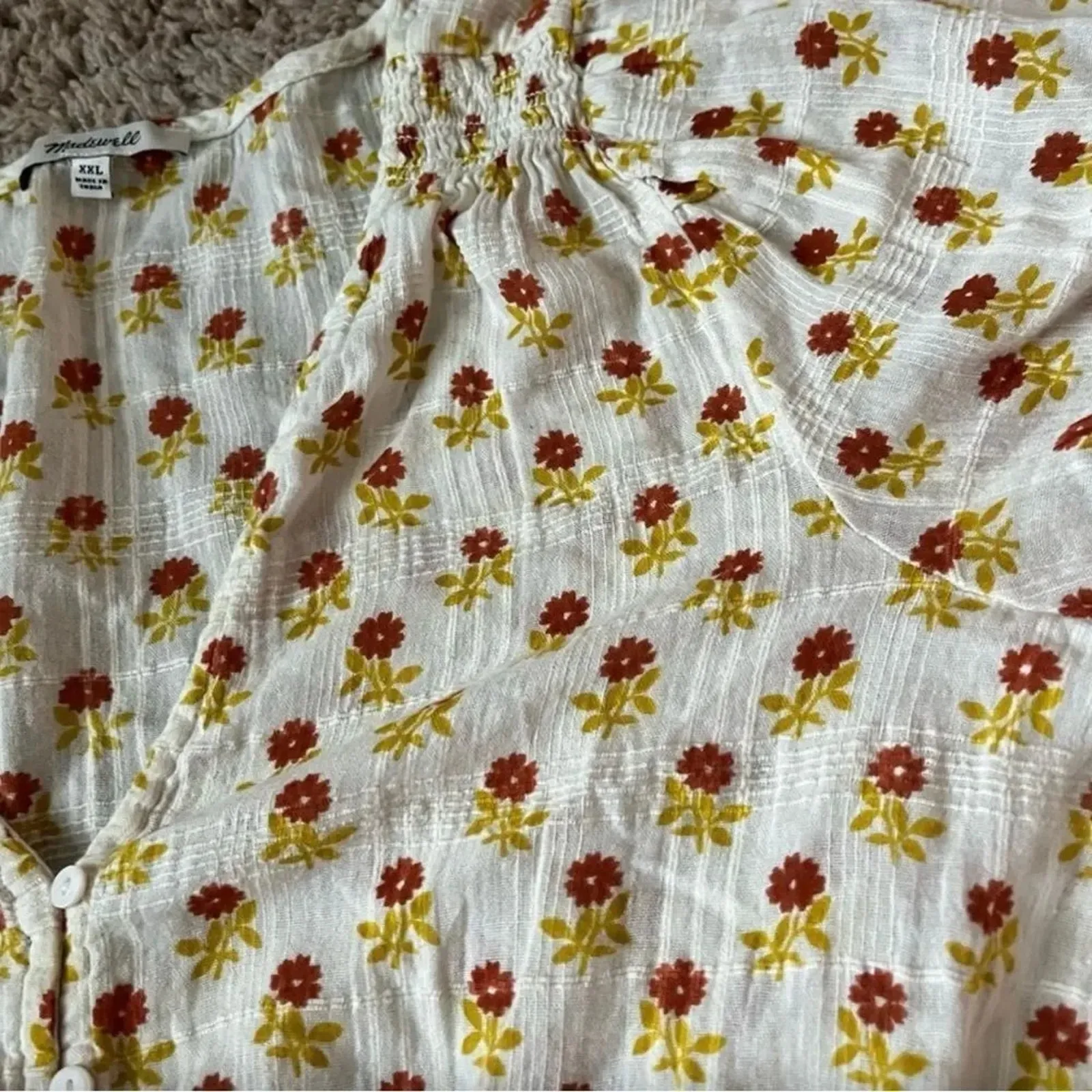 MADEWELL Sophia Wild Calendula Block Print Short Sleeve Top, Size XXL - Image 10