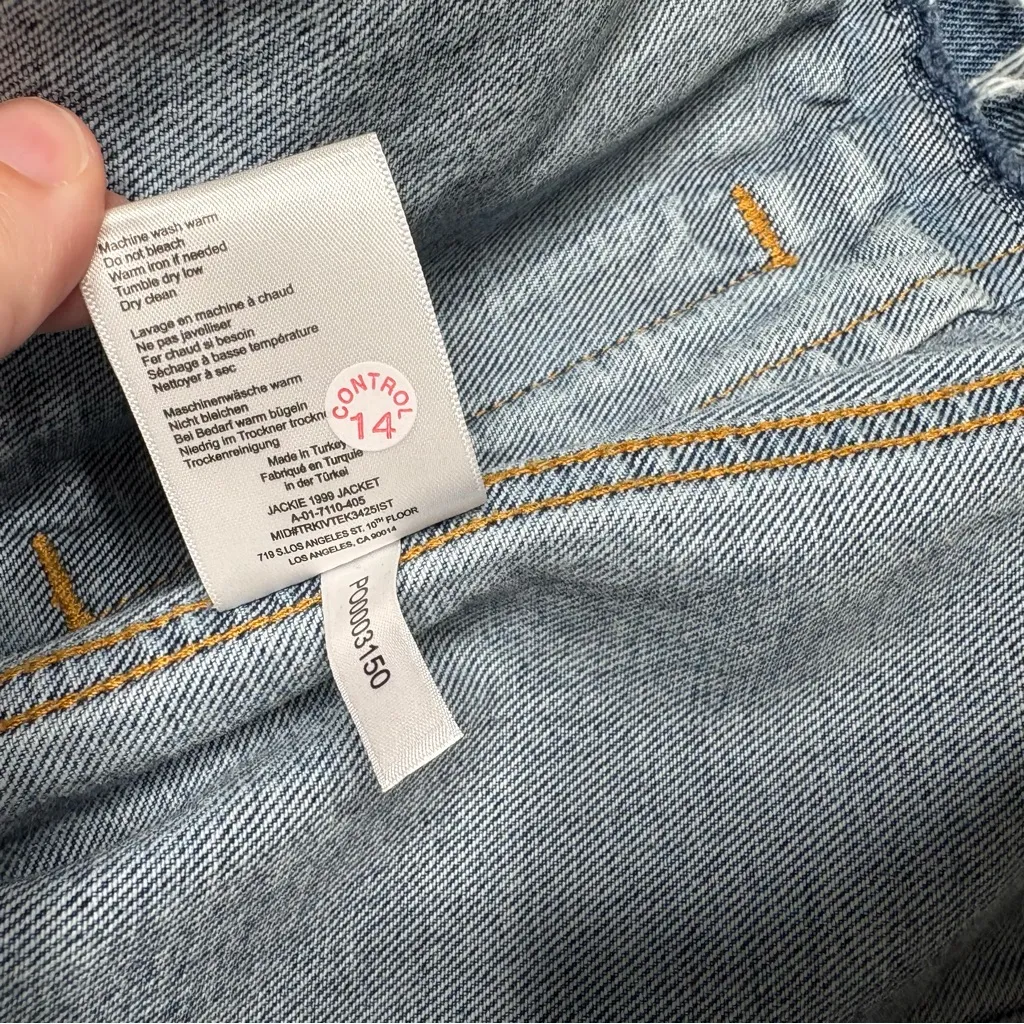 Anine Bing Jackie 1999 Denim Jean Jacket Dark Wash Blue - Image 8