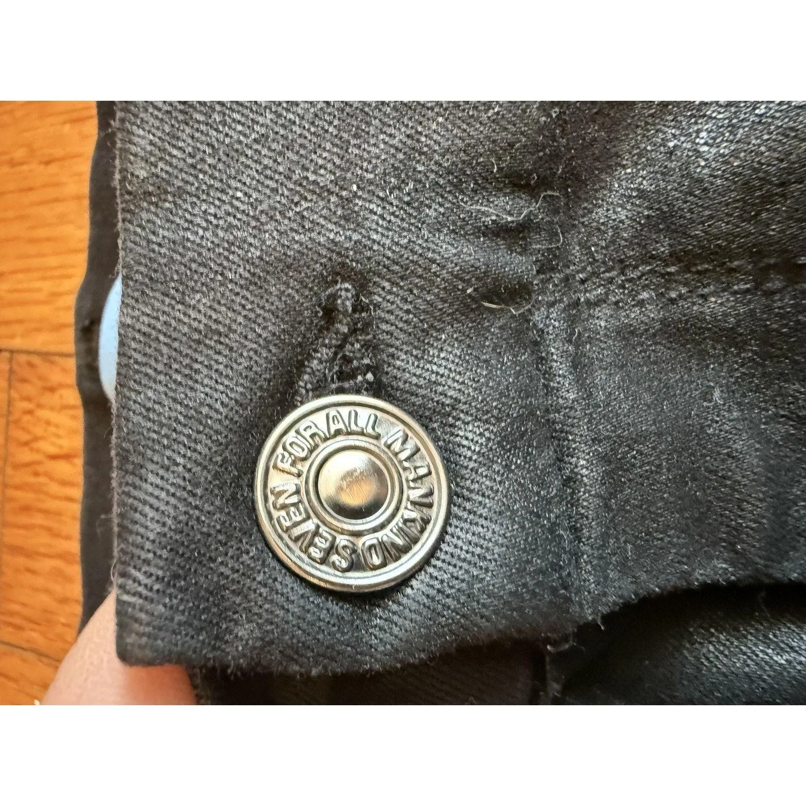 7 For All Mankind Jeans Womens 31 Black Blair Denim Silver Stripe Skinny Pants - Image 4