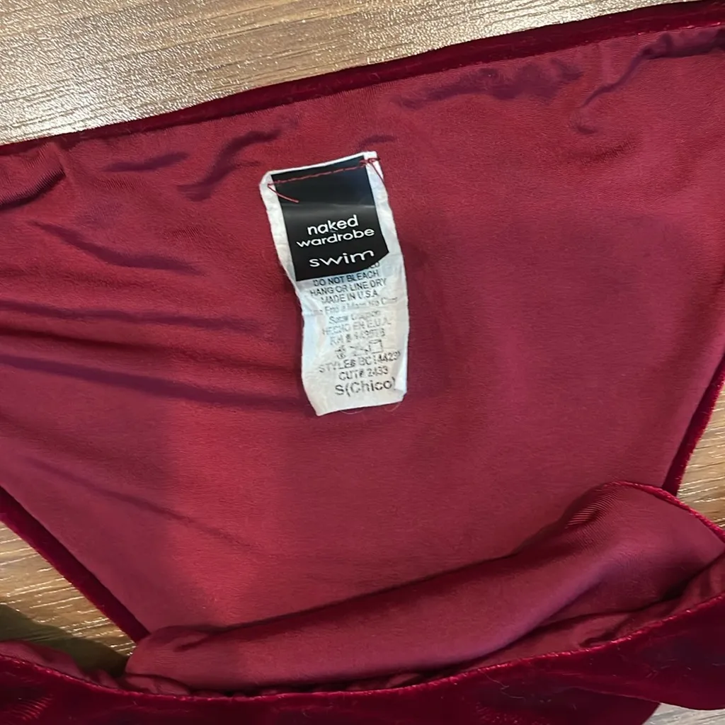 Naked wardrobe burgundy small velvet bathing suit #120 - Image 4