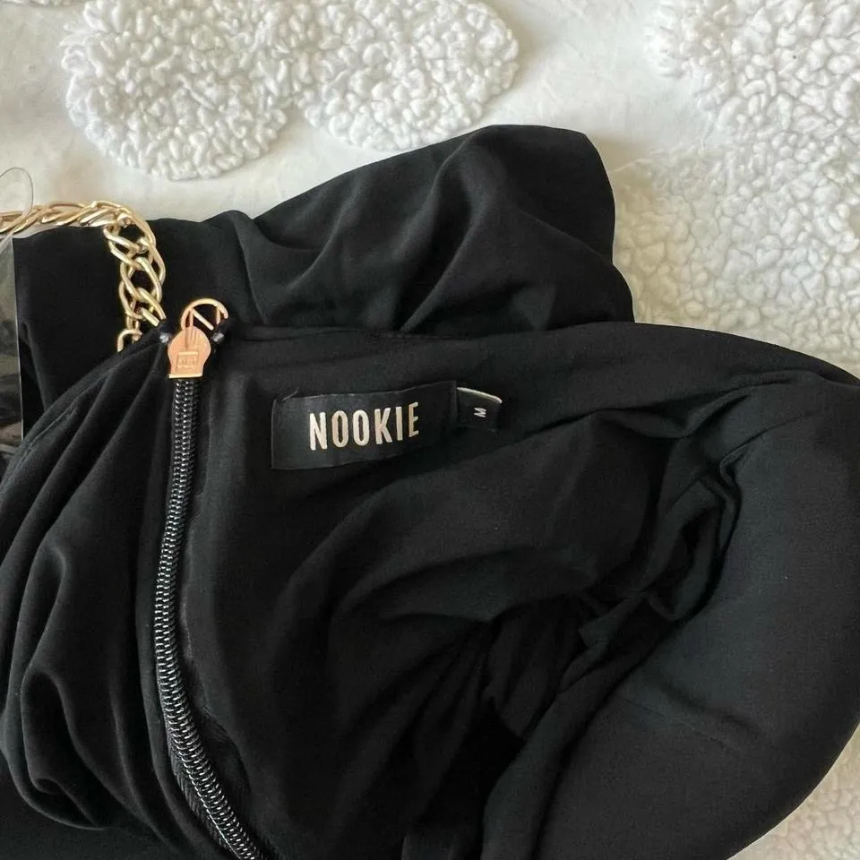 Nookie Black Dress with Gold Chain Detail - Image 3