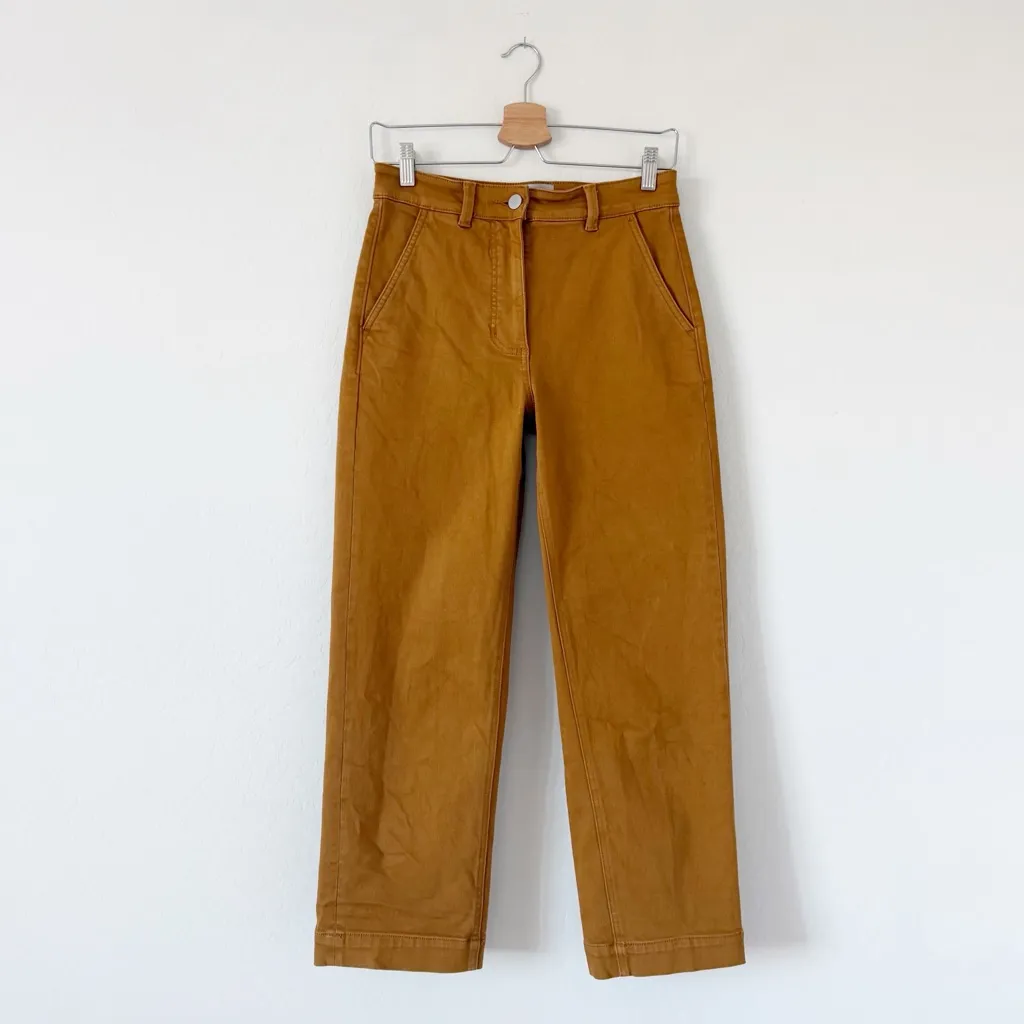 Everlane Cropped Straight Regular Mustard Brown Jean Excellent Condition Size 2 - Image 7
