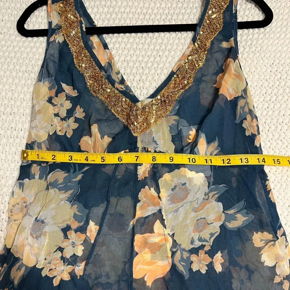 NWT Banana Republic Y2K Tank Top 100%‎ Silk Floral Size 4 Sleeveless Babydoll - Image 6