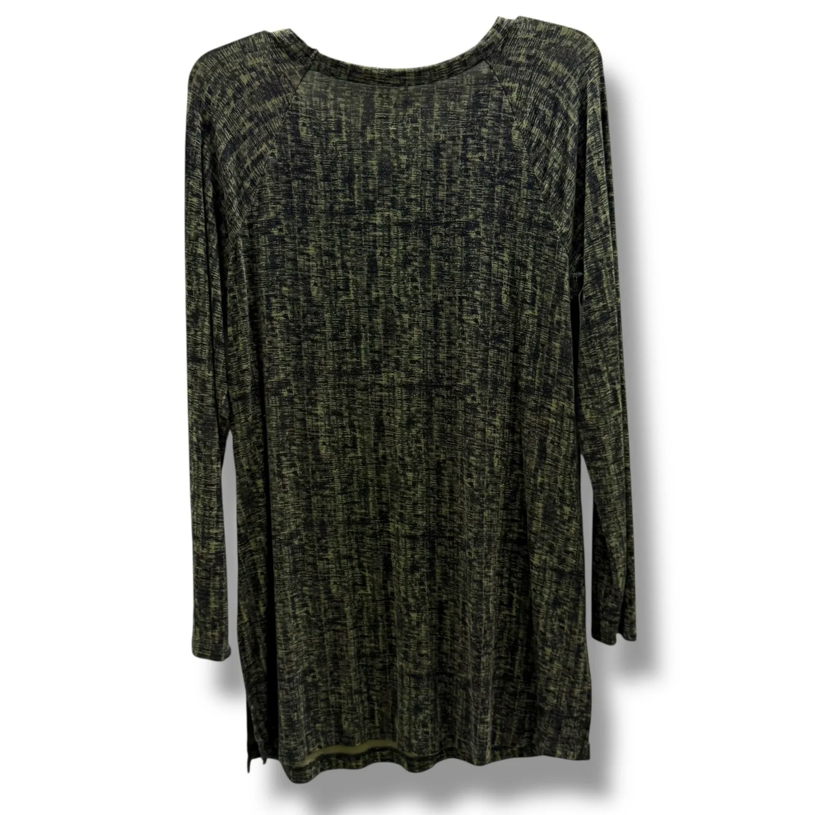 Soma Women's Top Long Sleeve‎ Army Green Black Tunic Stretchy Knit M - Image 4