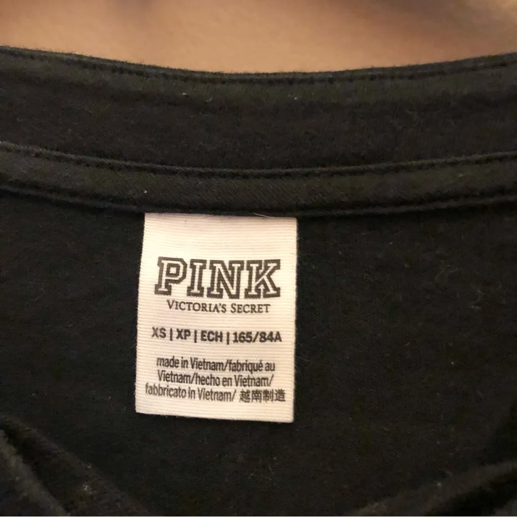 Victoria’s‎ Secret Pink Lace Up Strappy Varsity Long Sleeve Crop Shirt Black - Image 3