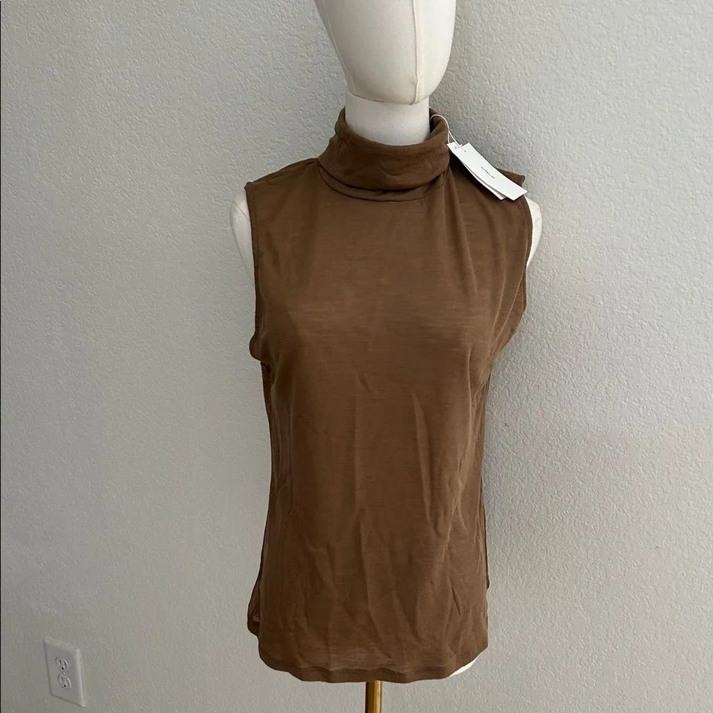 Vince Women's Sleeveless Turtleneck Shell, Dark Taupe, Extra Large, NWT - Image 5