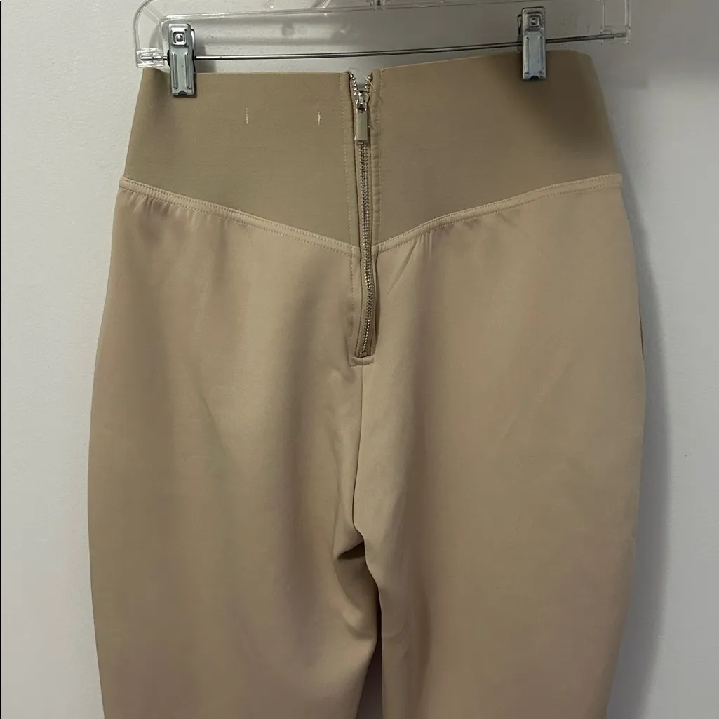 Maniere De Voir Beige Faux Leather Trim Joggers - Image 5