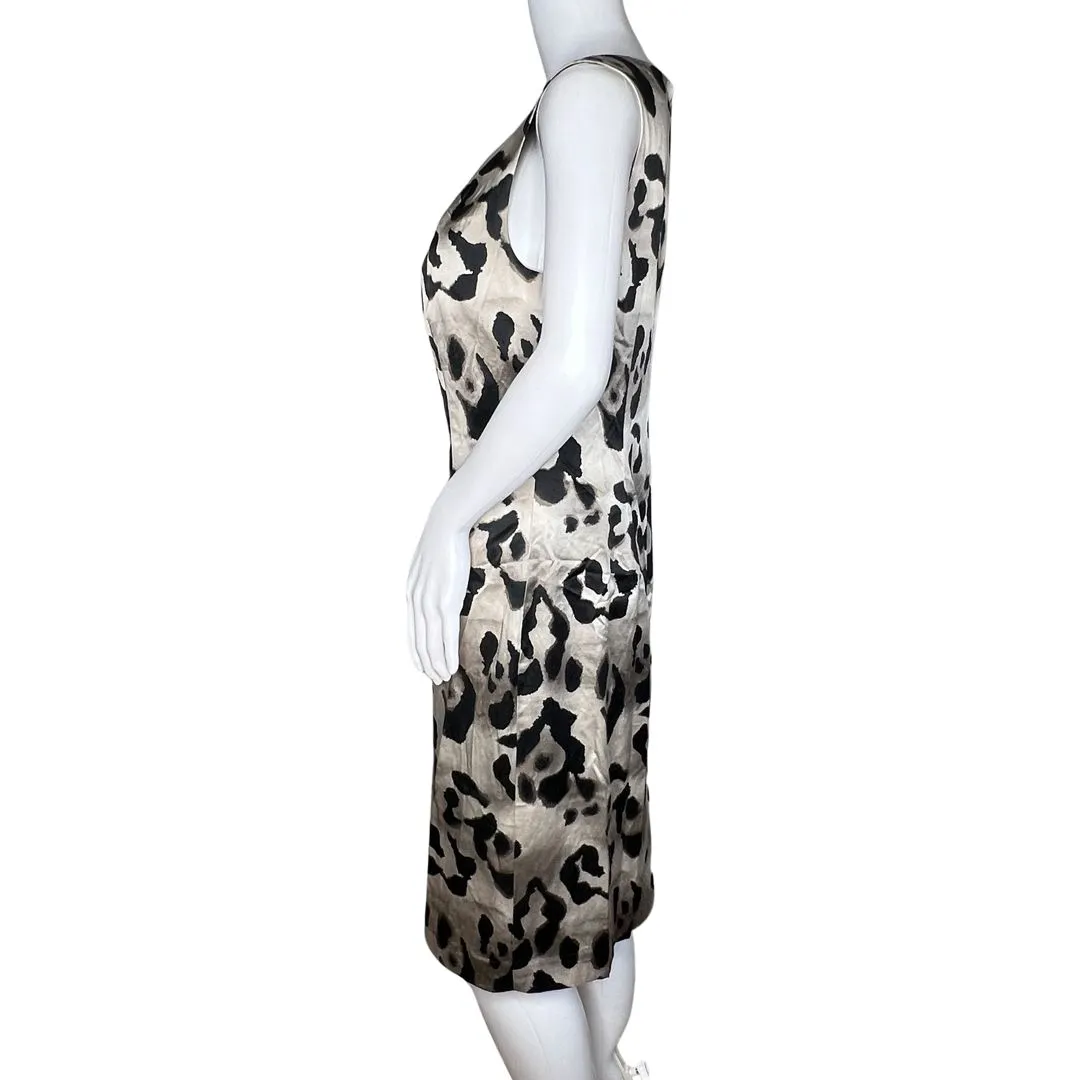 Ann Taylor Dress Women 6 Silver Black Large Leopard Print Sheath Party Cocktails - Image 3