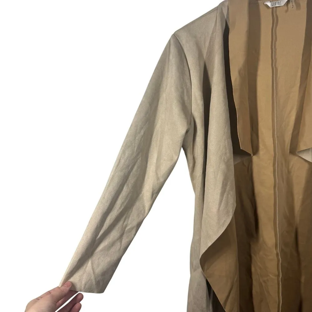K'aktus Cardigan Women Size M Cream Light Weight Faux Suede Spring Pocket Coat Size M - Image 5