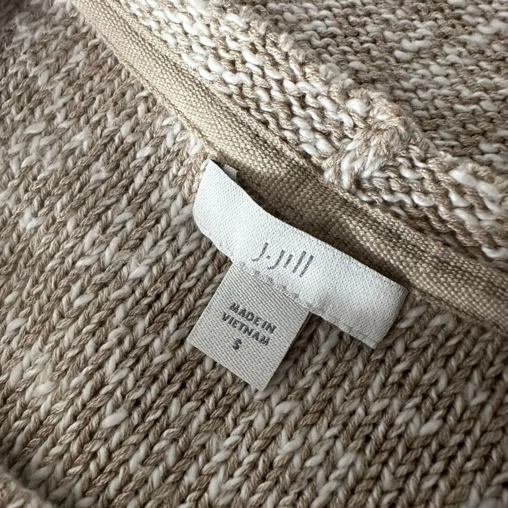 J Jill Cap Sleeve Neutral Knit Top Size S Minimalist BOHO Quiet Luxury Old Money White - Image 7