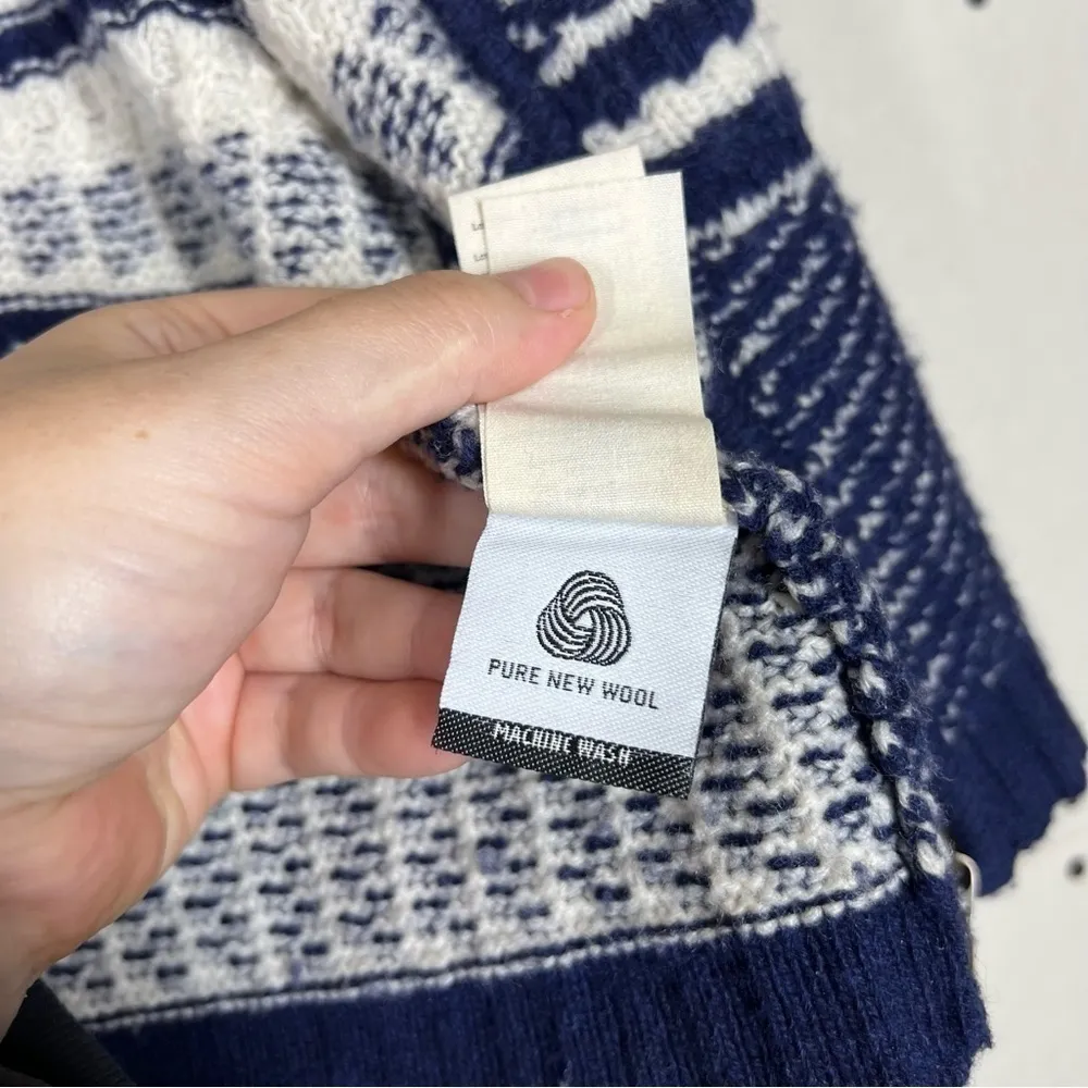 Woolovers Textured Stripe Zip Cardigan 100% Lambswool Size Small Blue - Image 13