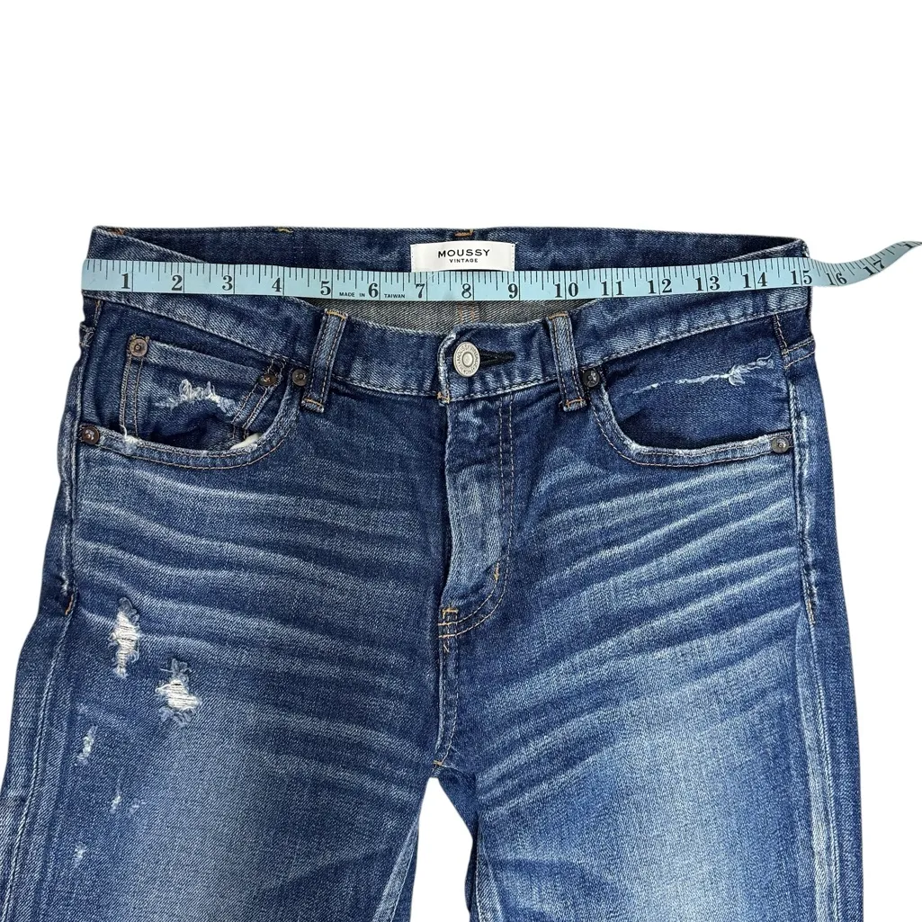 Moussy Vintage Dark Wash Distressed Jeans Size 27 - Image 4