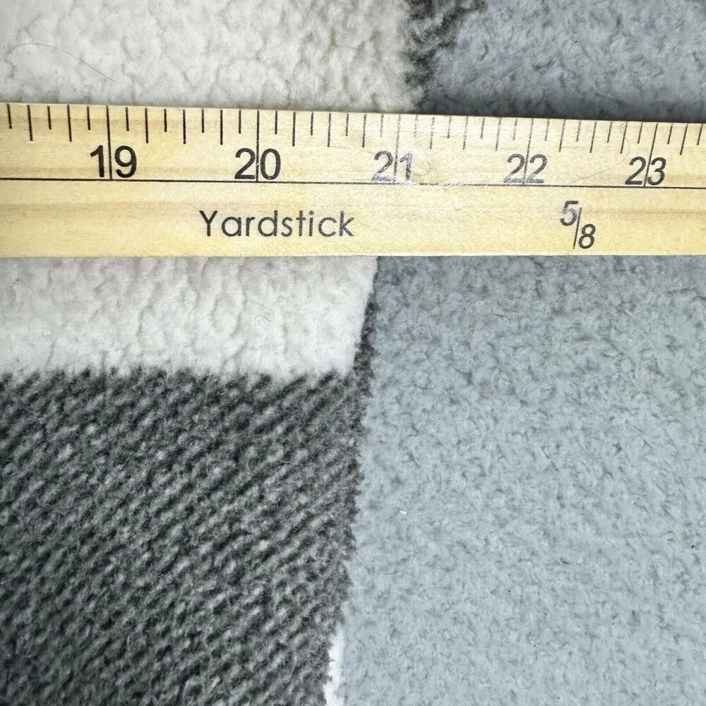 American Sweatshirt Women Small Black White Plaid Sherpa Fleece Hoodie Oversized - Image 5