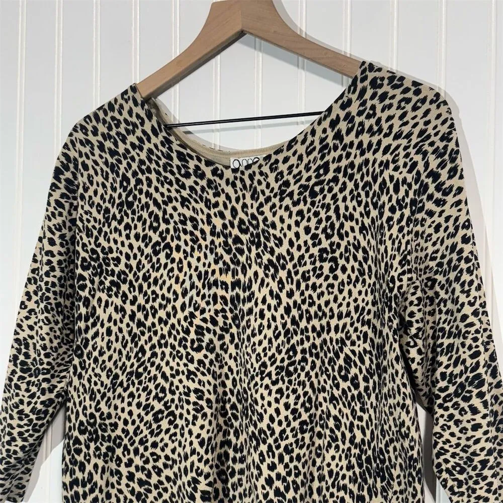 Vintage‎ Leopard Print Silk Blend Knit Top Anna Gray L 90s Animal Print Mob Wife Black Size L - Image 2