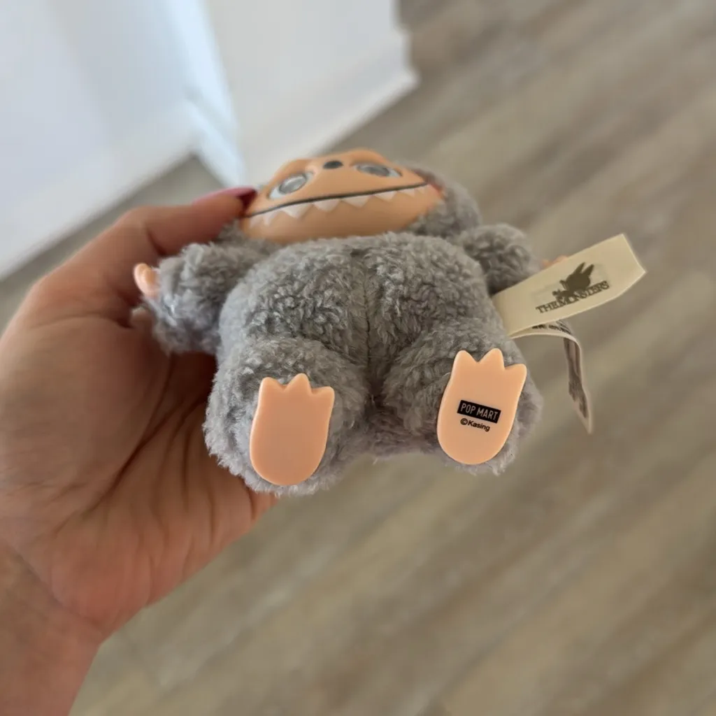 Pop Mart The Monsters Exciting Macaron Sesame Labubu Vinyl Pendant Keychain Gray - Image 3