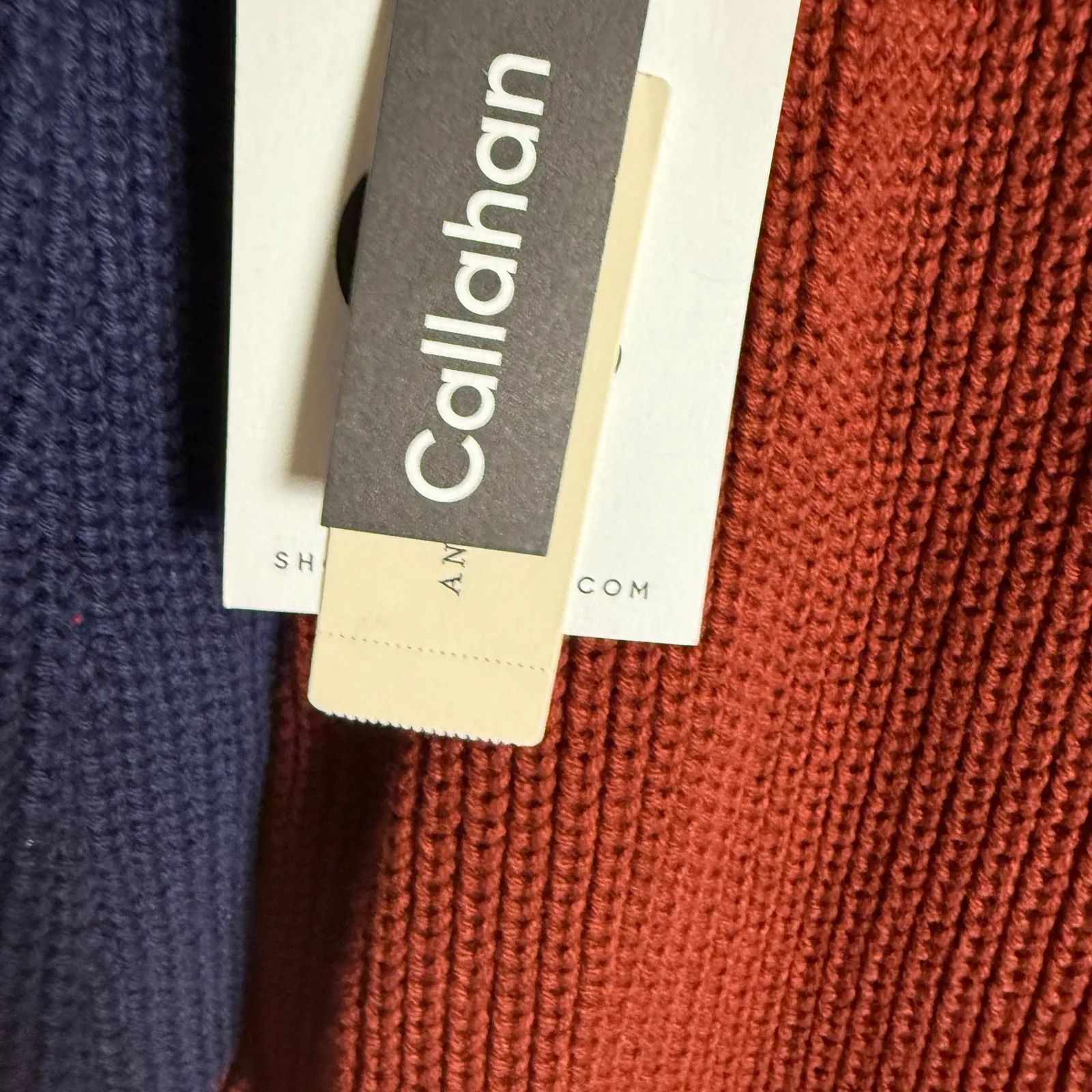 Callahan Duffy Red Navy Ribbed Colorblock Turtleneck Sweater Dress XS - Image 9