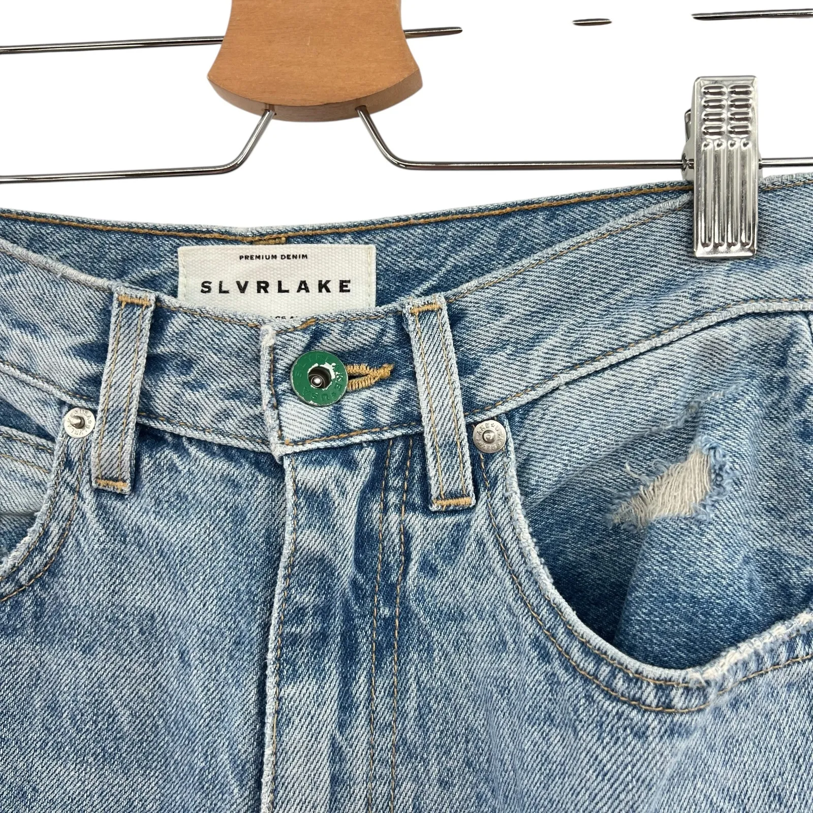 Slvrlake Beatnik Jeans Yellowstone Wash Cotton Hemp Blue Size 24 - Image 5