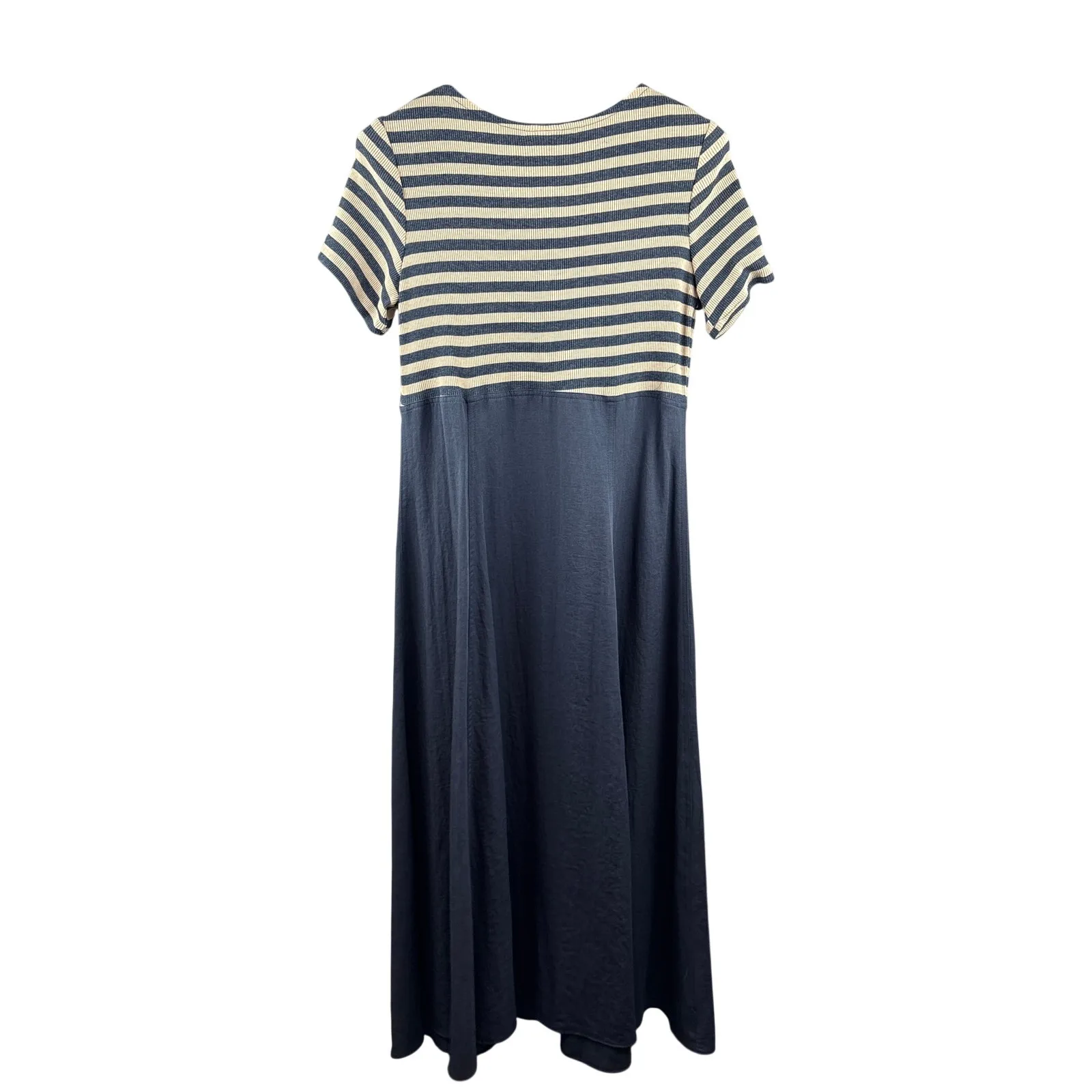 Women’s Jeffrey & Dara Size 16 Navy w/ Cream Stripes Button Up Dress Blue - Image 3
