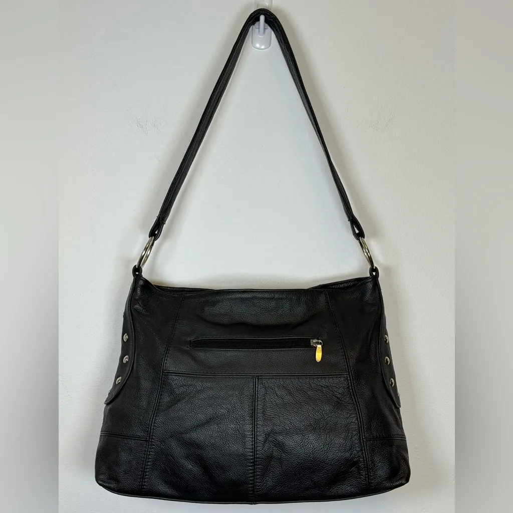 Vintage Harley Davidson Soft Pebbled Black Leather Studded Shoulder Bag Purse - Image 4