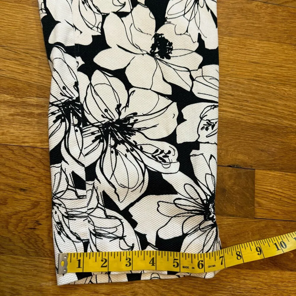 New York & Company Women’s 6 City Stretch Black White floral Flower Pants - Image 5