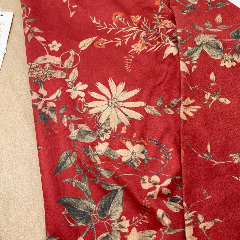 New Soft Surroundings Medium Draped Jacket Cardigan Rustic Botanical Faux Suede - Image 7