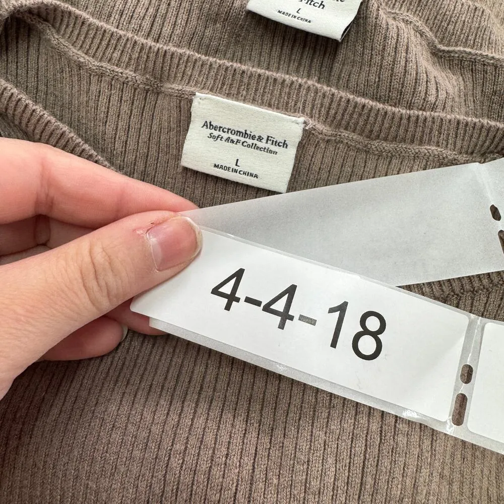 Abercrombie & Fitch Sweater Set Womens Large Brown Ribbed Knit Cardigan Tank - Image 5