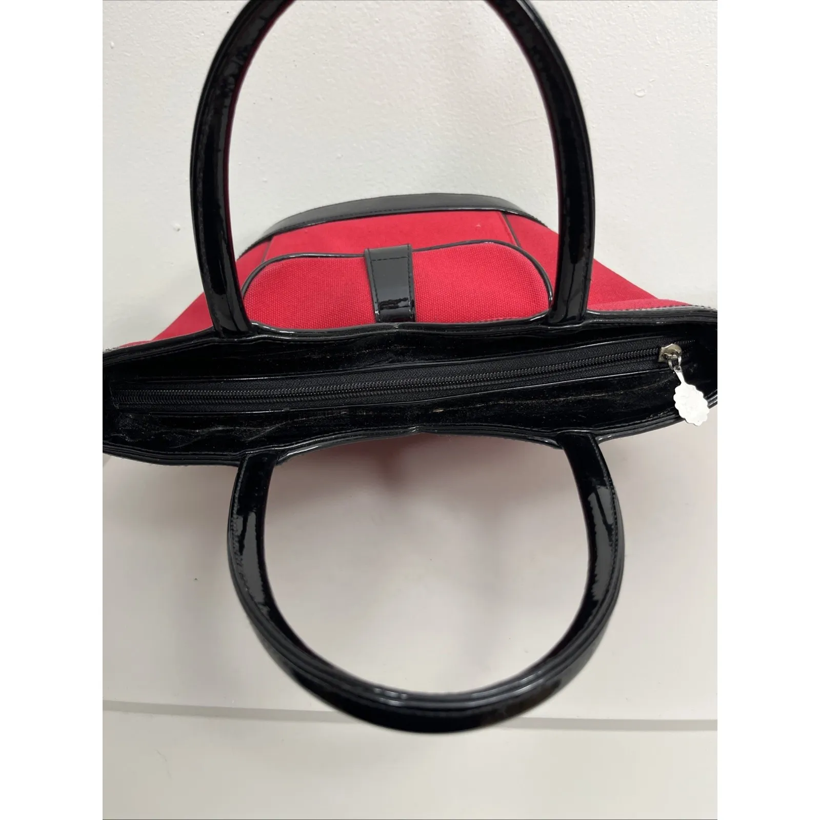 LULU Guinness Cherry Red Retro Tote Handheld Bag Classic Preppy Colorful - Image 11