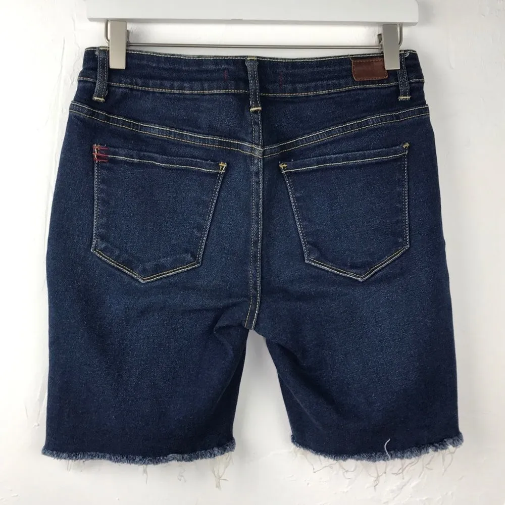 BDG Blue Dark Wash Frayed Hem Bermuda Denim Jean Shorts 28 - Image 5