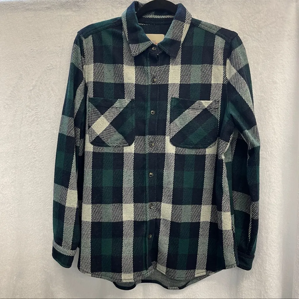 Women’s Sienna Casa Cabana Plaid Flannel Y2K Oversized Boxy Button Down Largd Blue Size L - Image 2