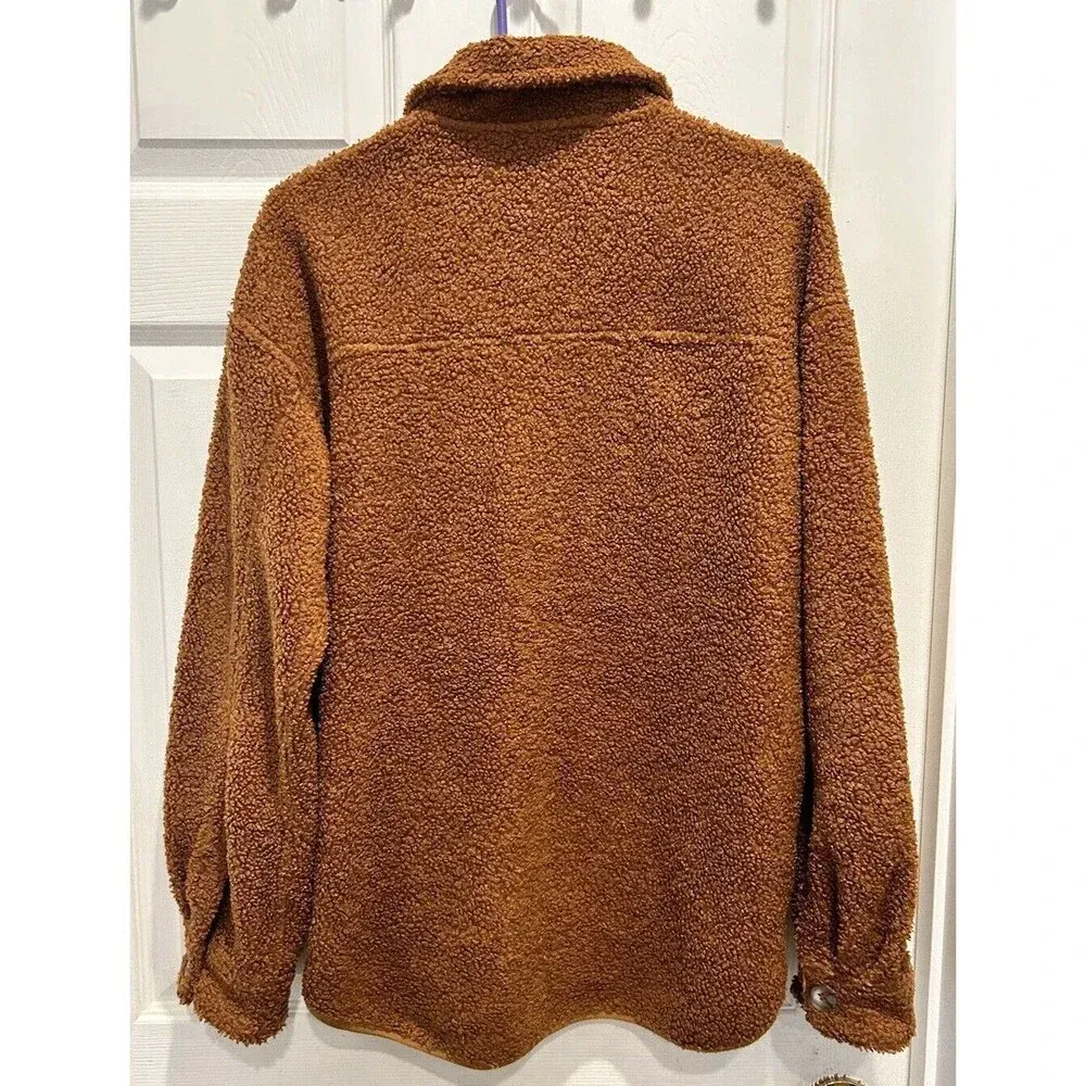 Wishlist Womens Small/Medium Brown Teddy Shacket‎ Oversized Shirt - Image 6