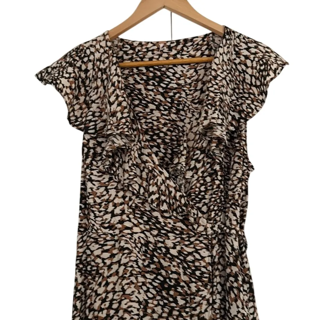 Free People French Quarter Wrap Mini Dress Medium Cheetah‎ Print - Image 5