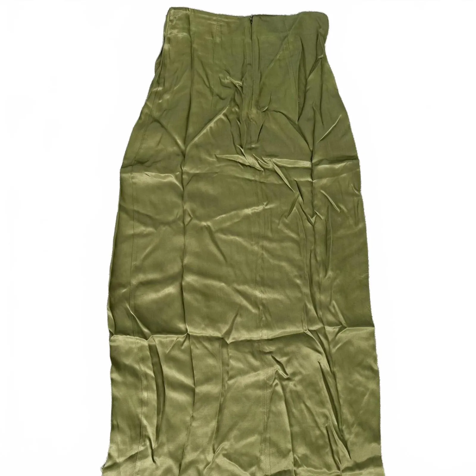 Topshop Ruched Front Vent Satin Maxi Skirt Sarong Skirt NWT Green Size 2 - Image 7