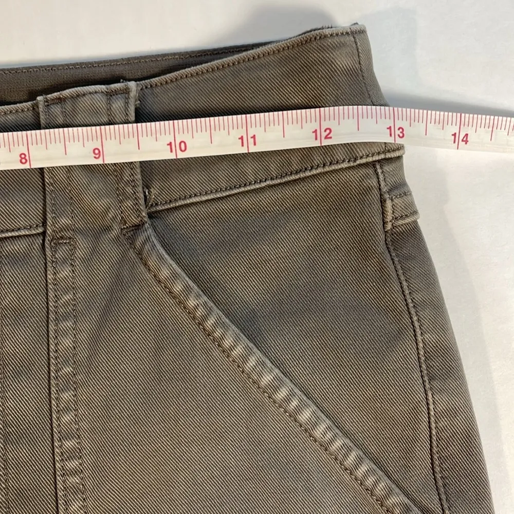 Spanx Stretch Twill Ankle Cargo Pants Patch and Button Flap Pockets Gray/Green S - Image 13