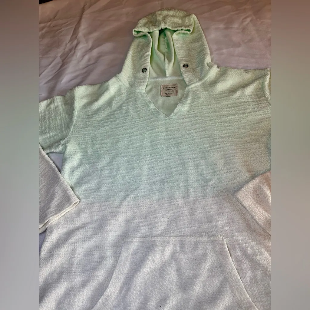 Southern Spirit Mint Green and White Ombré Women’s Beach Hoodie. - Image 2