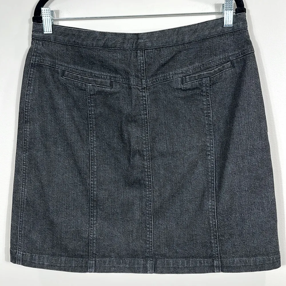 Jones New York Dark Grey Jean Denim Skirt Four Pocket Stretch Zip Women Size 14 - Image 2