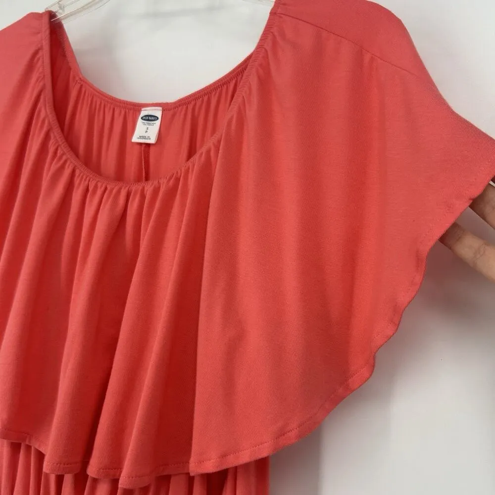 Old Navy Flounce Romper Pink Flowy Drawstring Short Sleeve Summer Size S - Image 3