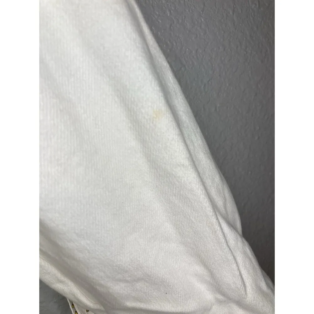 Main Strip Gold Studded Fringe Cowgirl Denim Short Romper Size M Off White Boho - Image 5