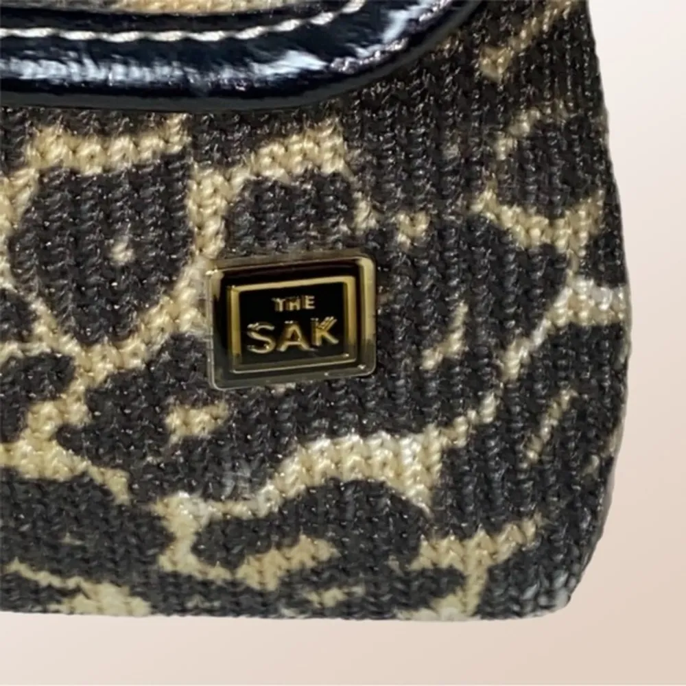 THE SAK brown & tan leopard print fabric and vegan leather, crossbody purse. EUC - Image 2