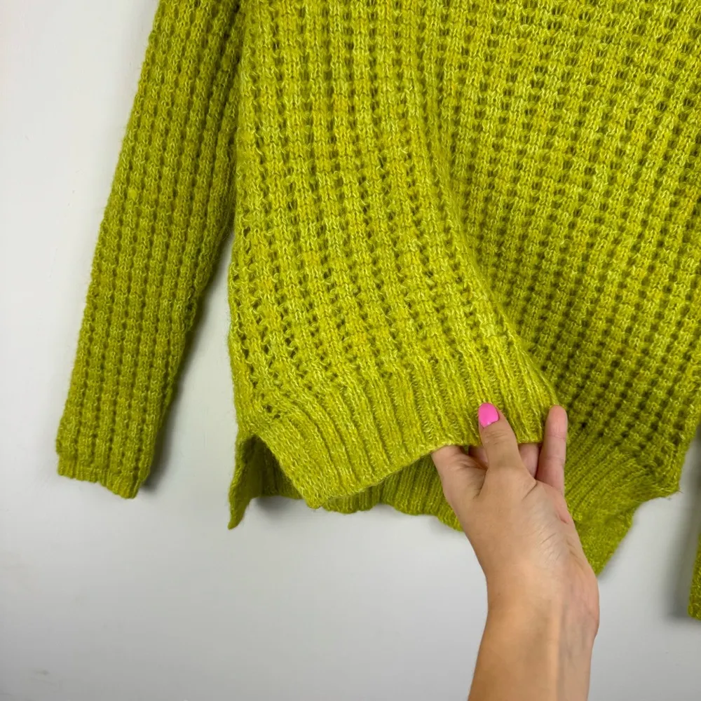 Anthropologie Field Flower Chunky Knit Wool Blend Sweater Sz Medium Yellow Green - Image 12