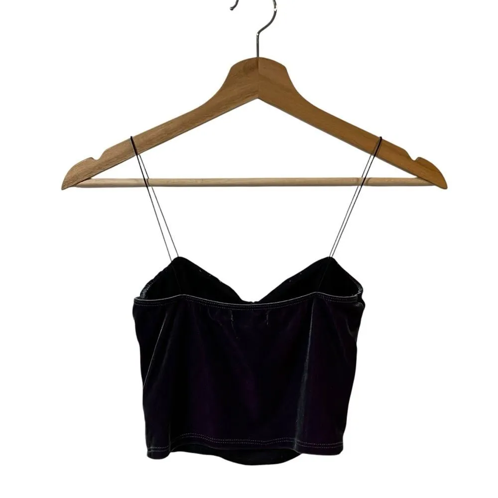 Urban Outfitters Velvet Cutout Crop Top Iridescent Purple SMALL Y2K Grunge Goth - Image 3