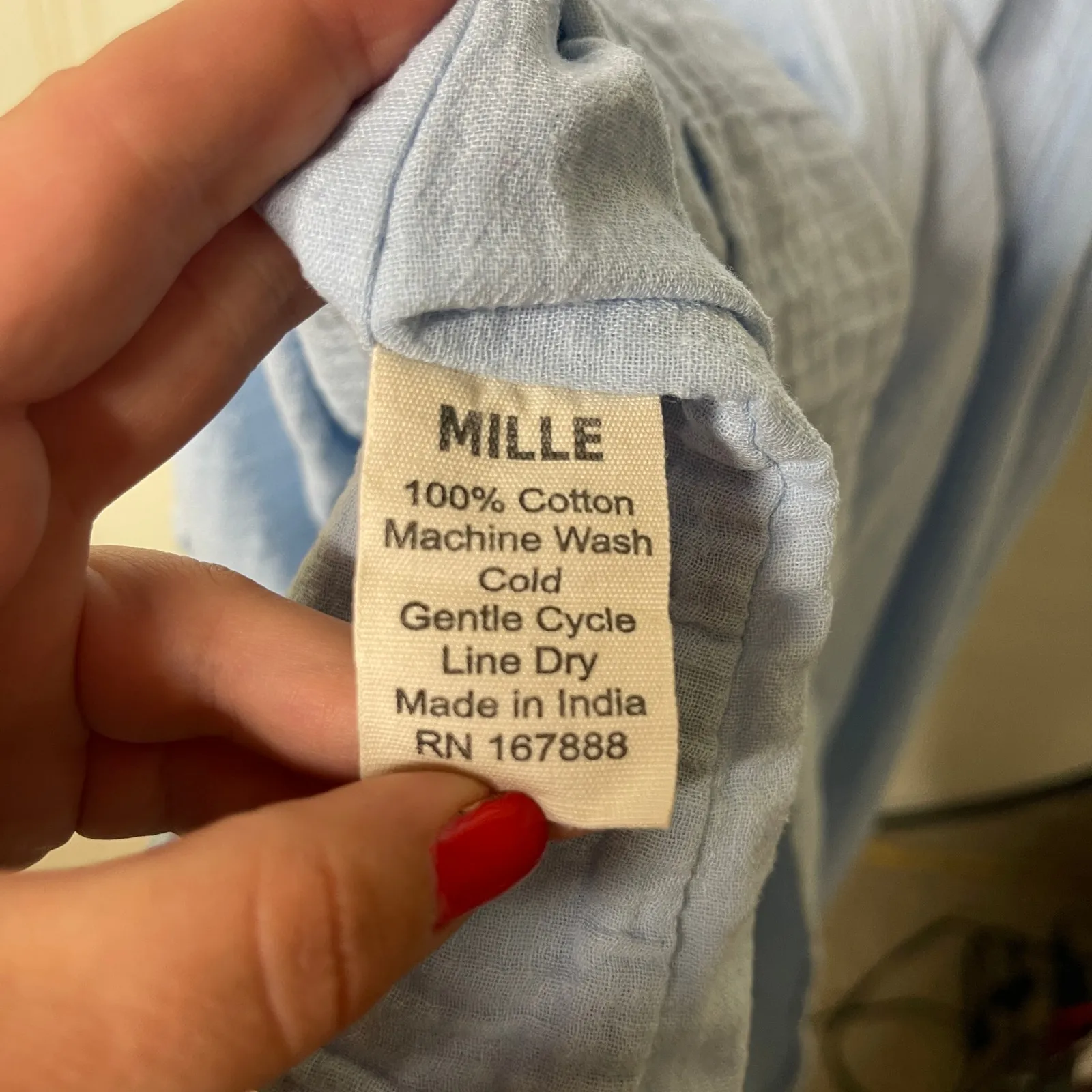 Mille resort blue cotton muslin maxi dress with pockets sz M Size M - Image 3