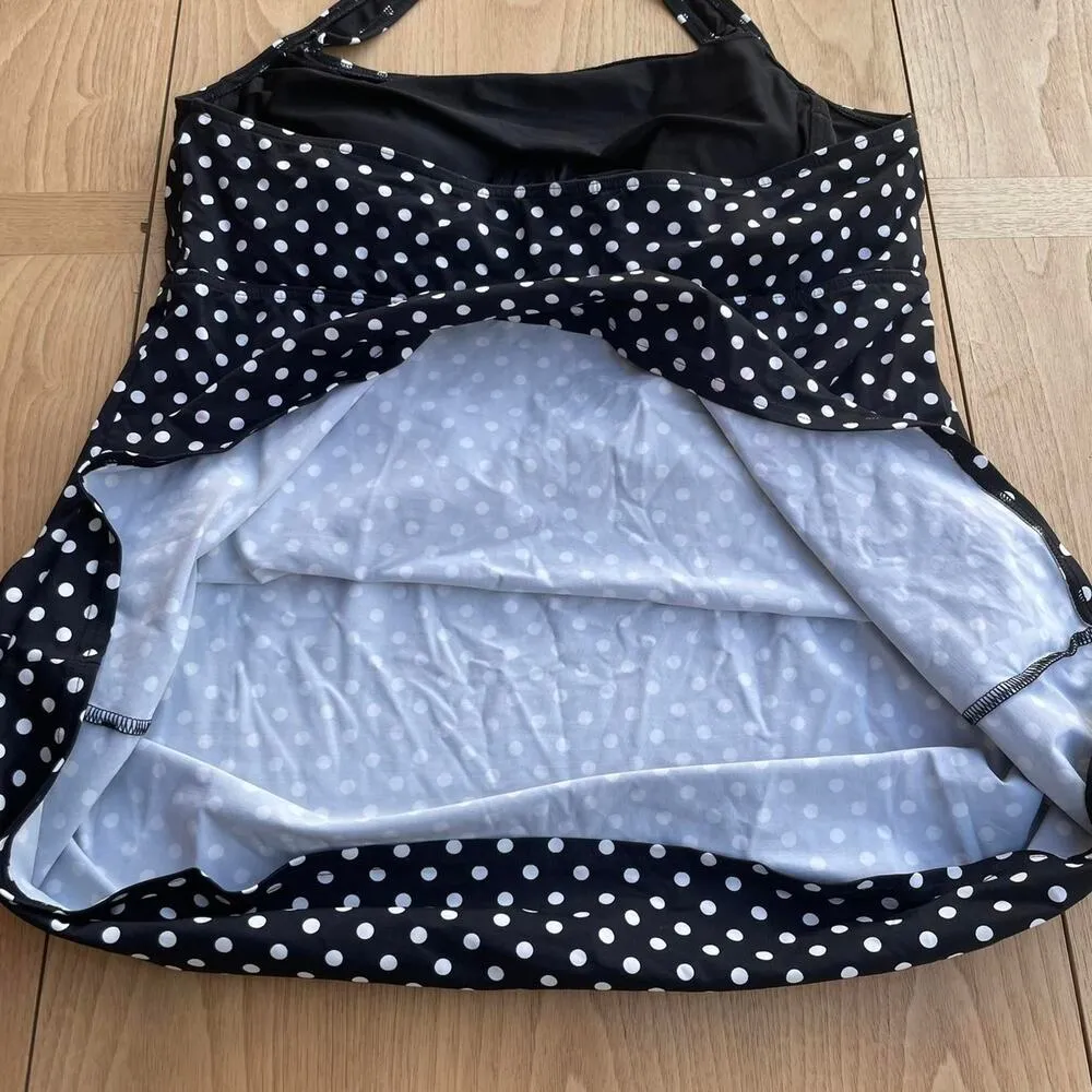 Lands End Women’s Size 16L Halter Top Swimsuit‎ Polka Dots Underwire - Image 4