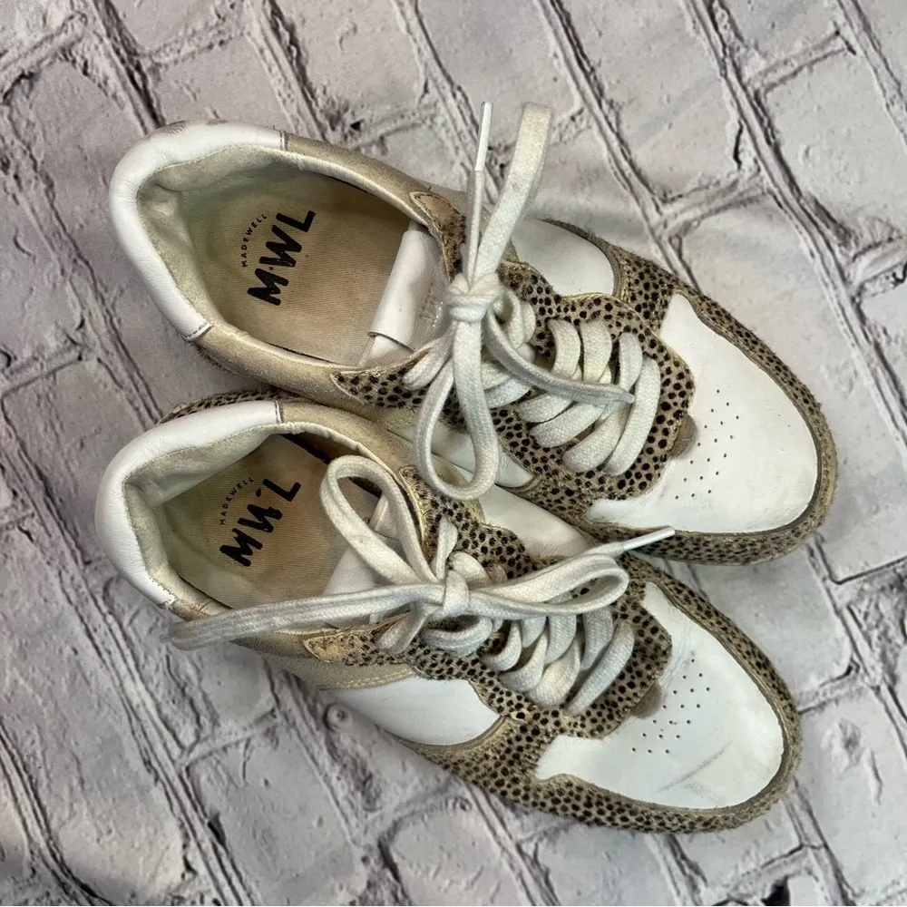 Madewell Sneakers Womens 7.5 Men’s 6 Casual Shoes Leopard Print Trim - Image 3