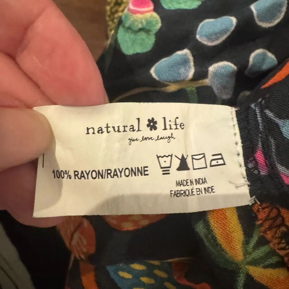 Natural Life Black Neon Floral Short Patti Dress Boho Beach Vacation Size XS - Image 7