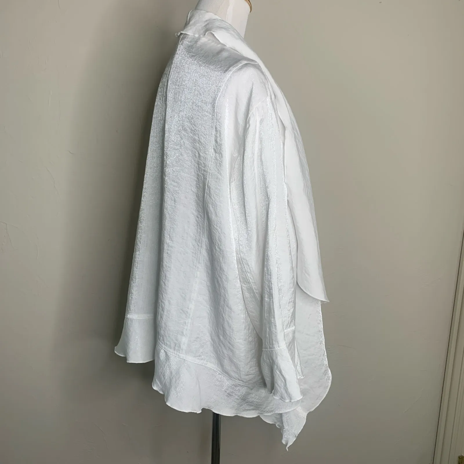 Ruby Rd. White Waterfall Jacket Open Front Sz 22W - Image 2