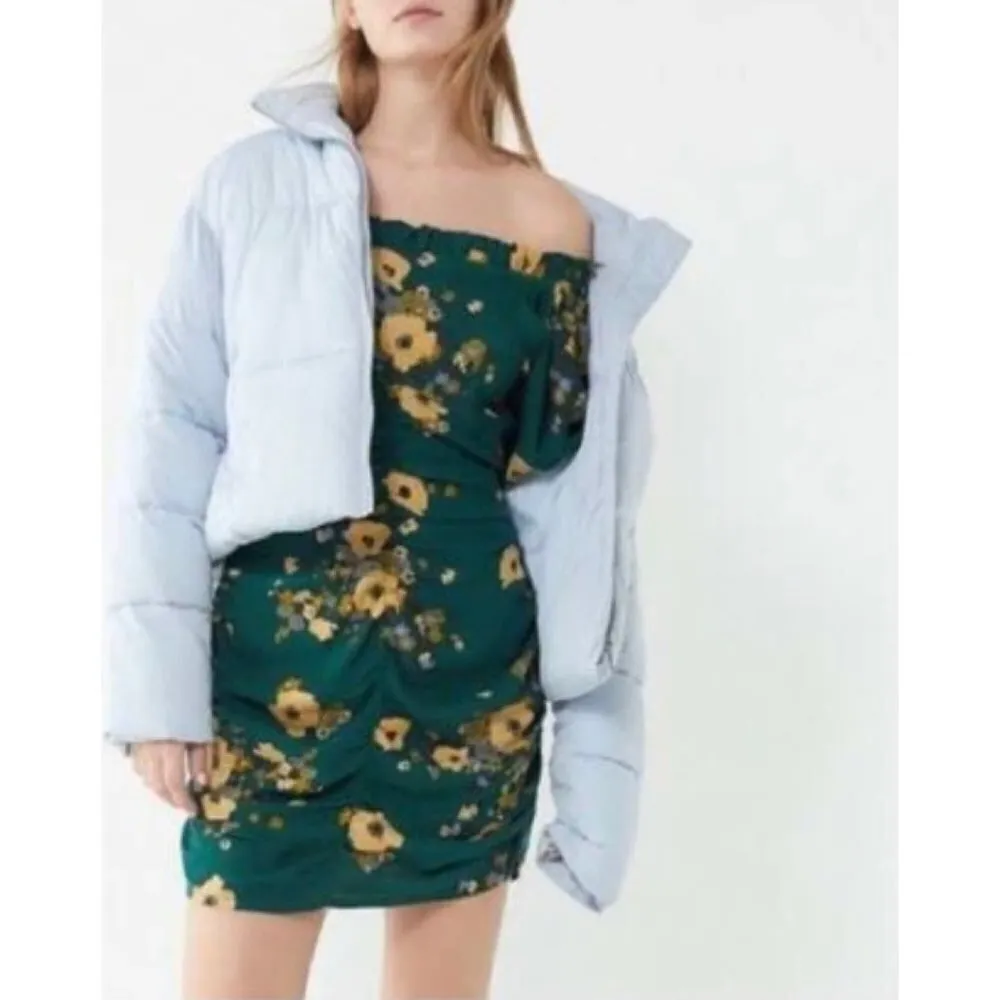 Urban Outfitters Green Off The Shoulder Floral Mini Dress Vacation Casual Size 2 - Image 11