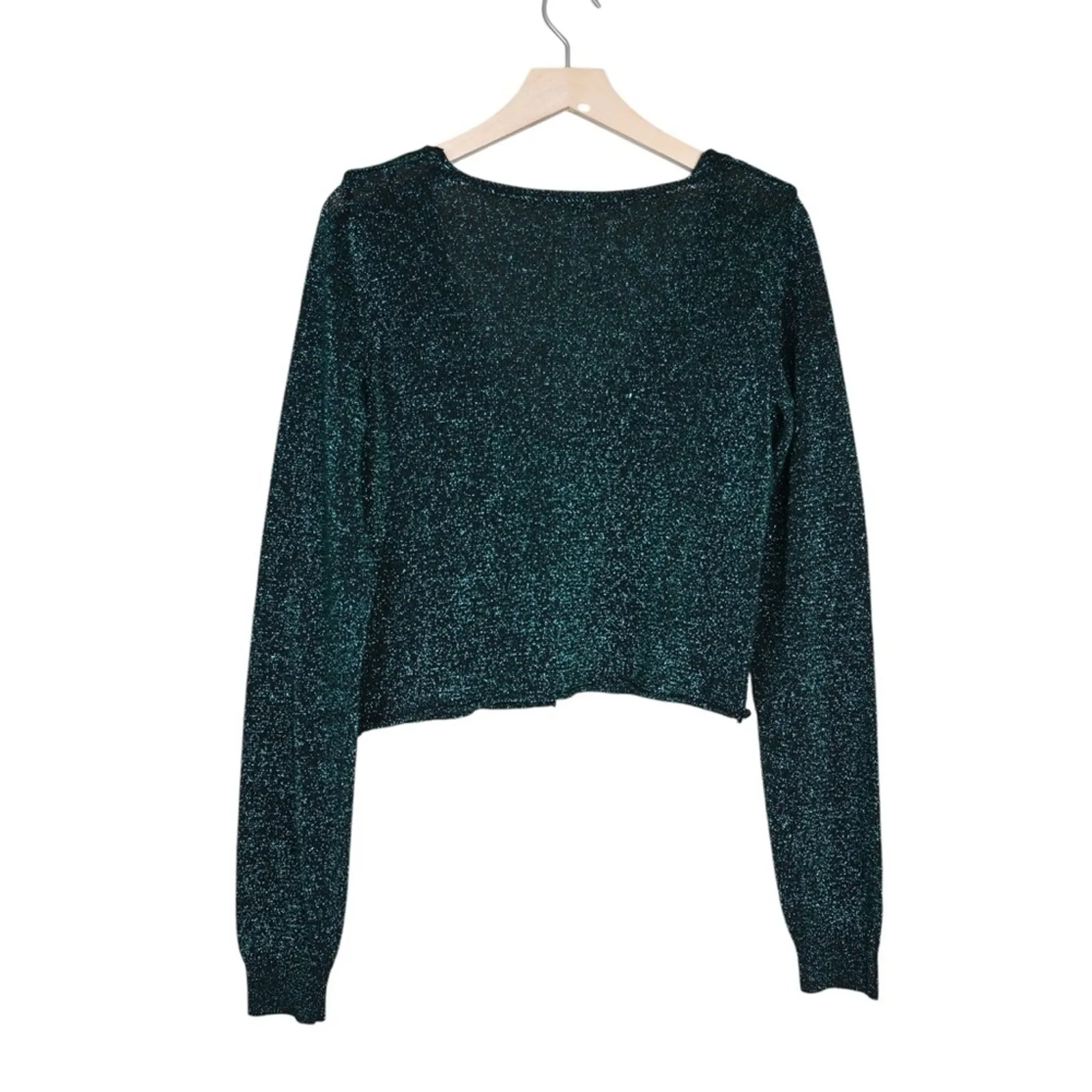 Free People Womens S Emmaline Metallic Cardigan Alpine Green Combo NEW - Image 3